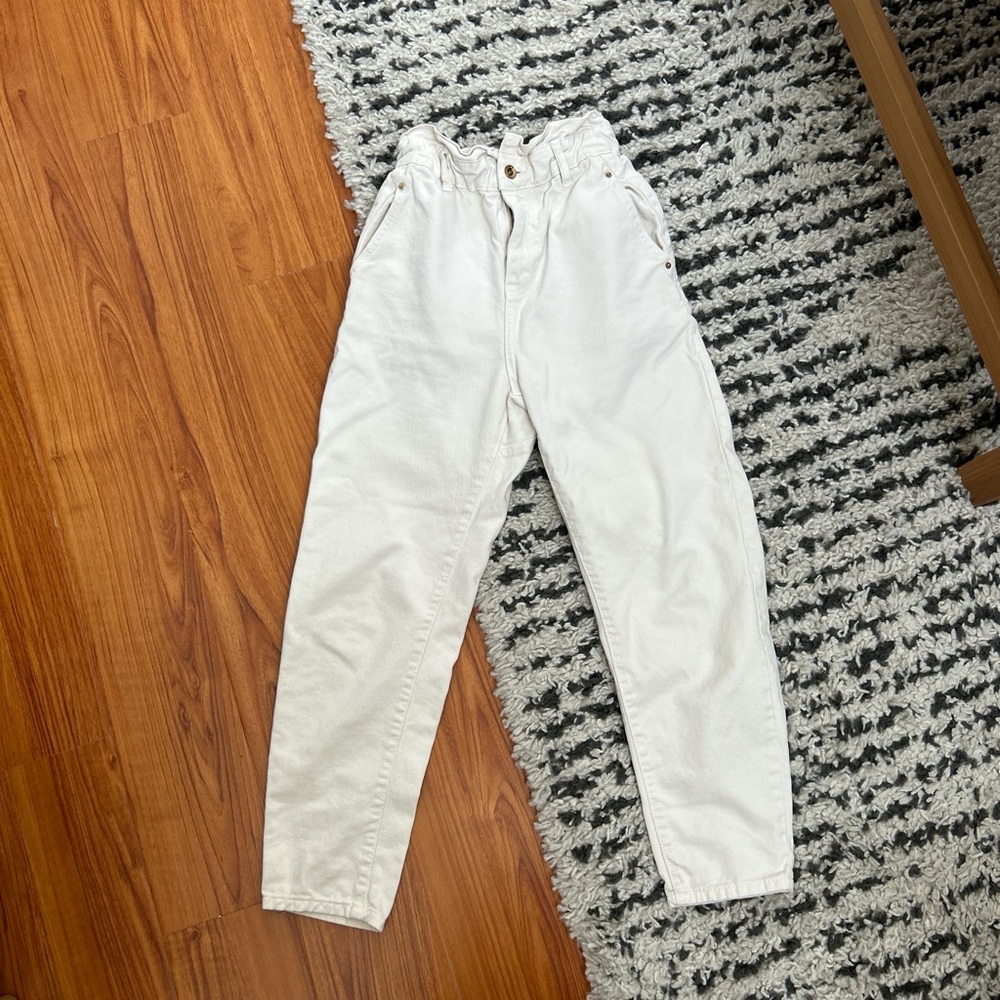 High-Waisted White Pants